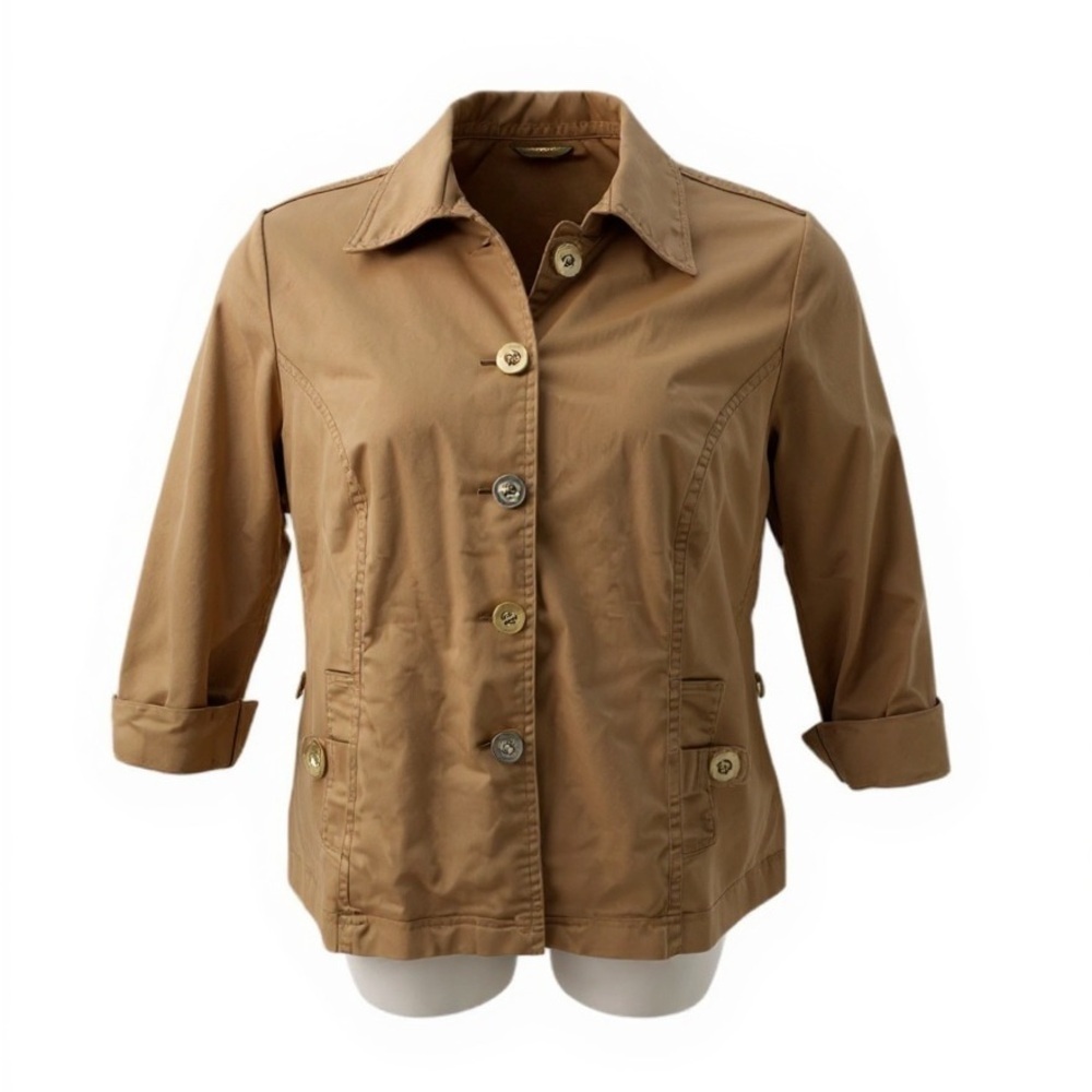 Charter Club Brown military Style Jacket with Gold Buttons Sz L #1471